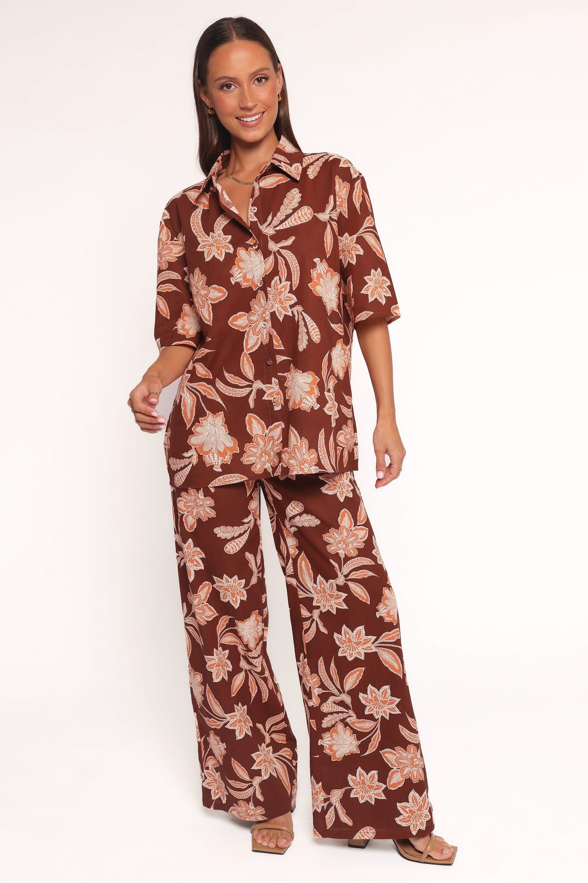 Petal and Pup USA TOPS Samira Short Sleeve Shirt - Orange Floral