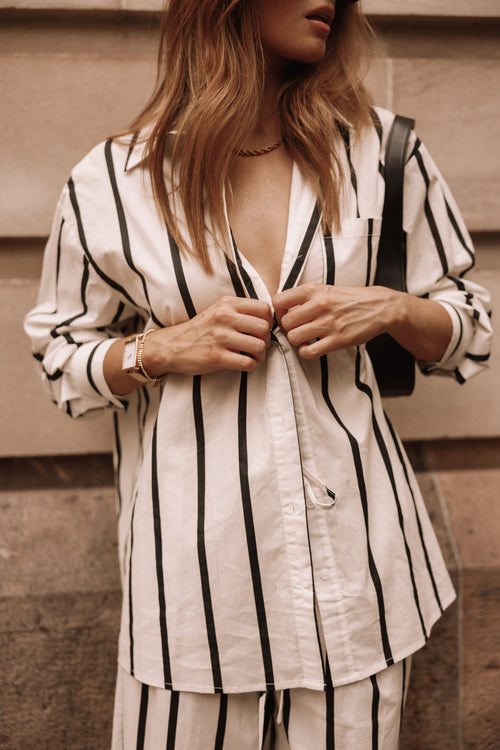 Petal and Pup USA TOPS Silvia Button Down Shirt - Cream Stripe