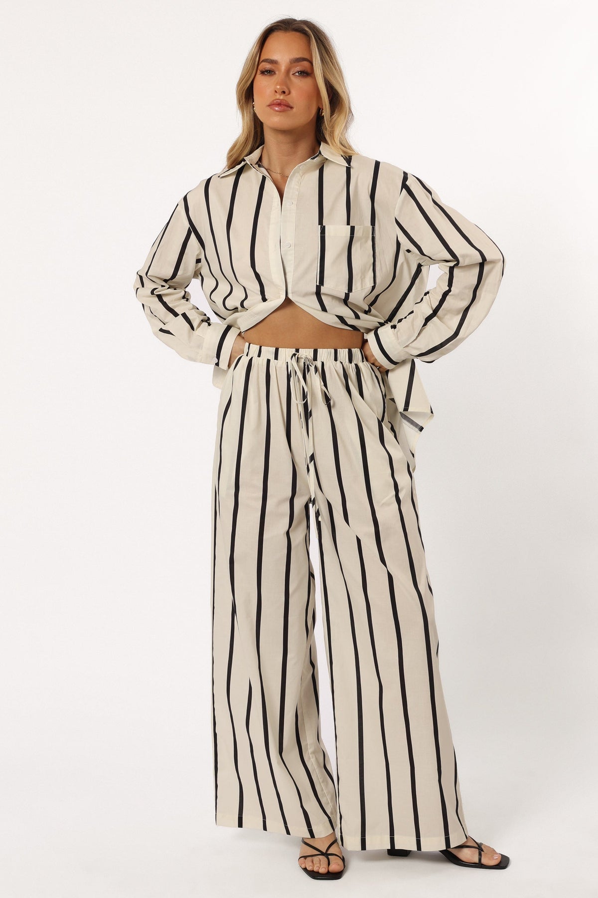 Petal and Pup USA TOPS Silvia Button Down Shirt - Cream Stripe
