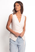 Petal and Pup USA TOPS Vanni Wrap Front Linen Top - Cream (Hold for Rack)