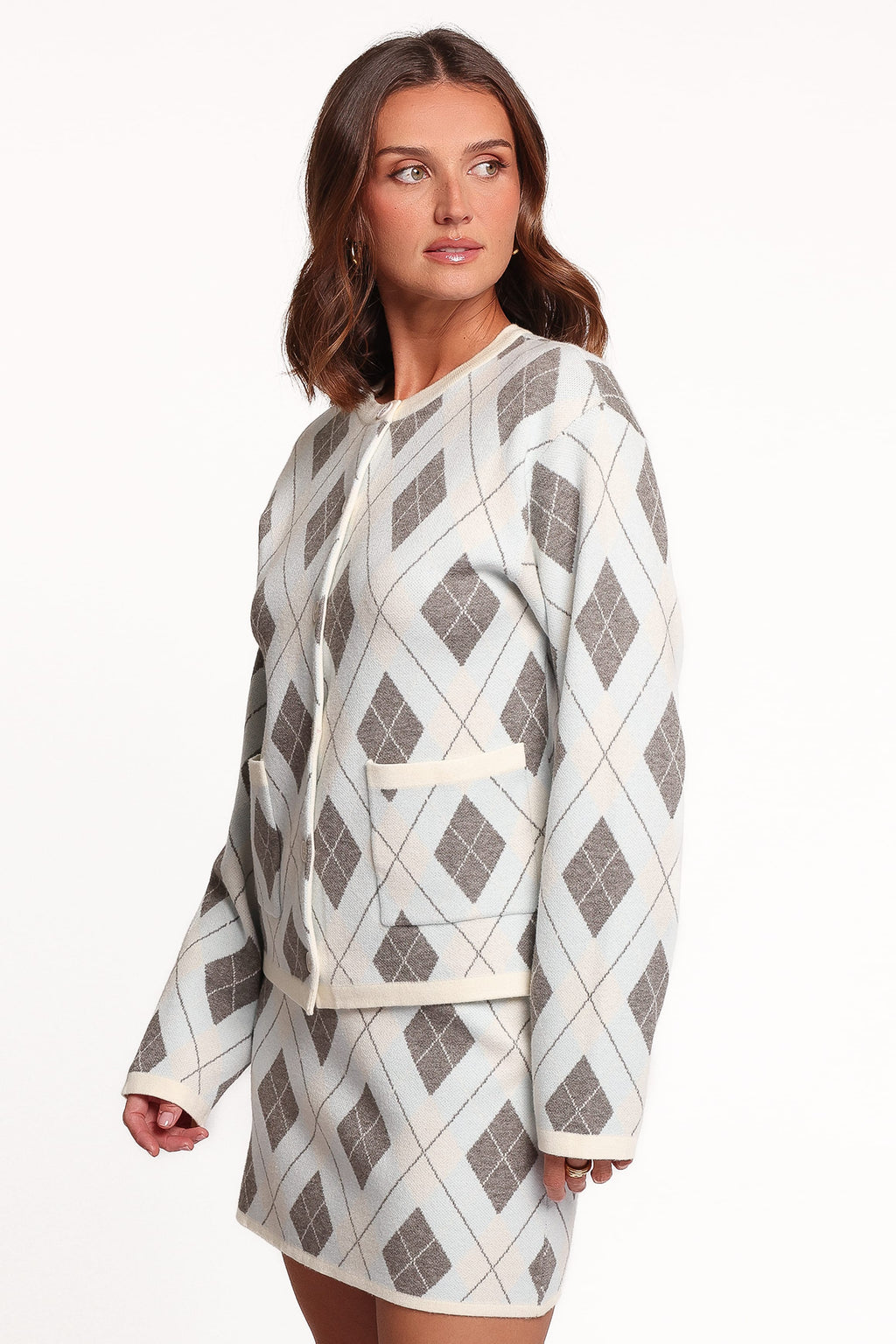SETS Melissa Sweater Skirt Set - Icy Blue Argyle