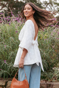 TOPS Camila Open Back Top - White Embroidery
