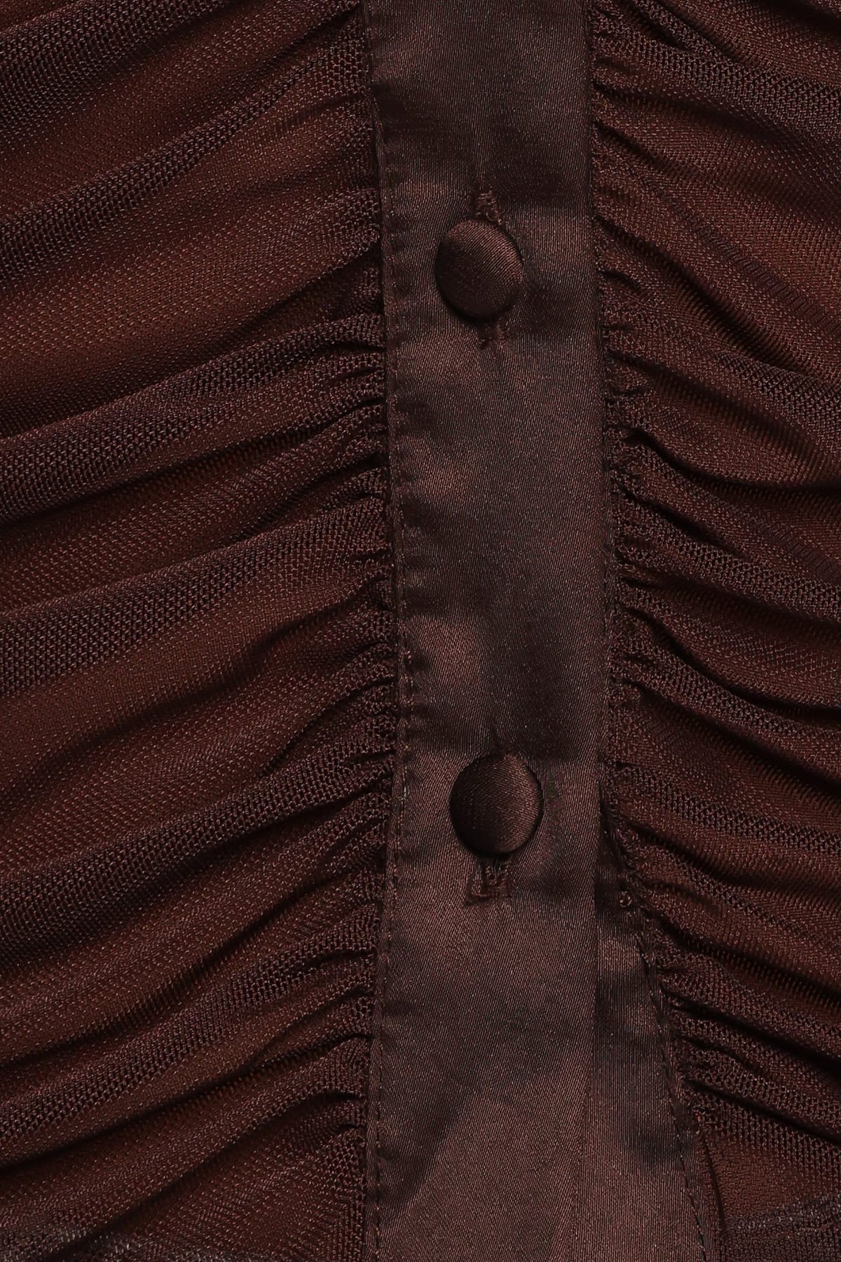 TOPS Carolyn Mesh Ruched Top - Chocolate