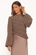 TOPS Romee Ruched Top - Brown
